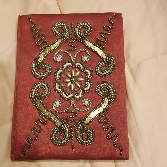 New Handcrafted Beaded/Sequin Lined Burgundy Journal - Picture 2 of 8